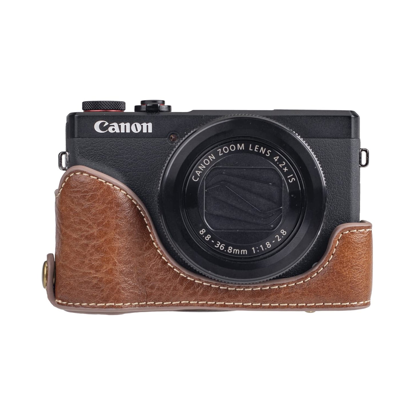 BolinUS Premium PU Leather FullBody Camera Case Bag Cover for Canon PowerShot G7 X Mark II/Mark III G7X2 G7X3 With Neck Strap (Brown)