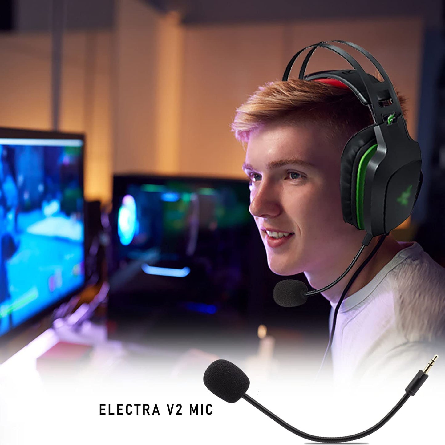Electra V2 Mic Replacement, Replaceable 3.5mm Game Microphone Gooseneck Mic Boom for Razer Electra V2 USB 7.1 Surround Sound Gaming PS4 Xbox One