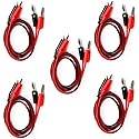 GDQLCNXB 5 Pairs Power Supply Double Alligator Clip to Banana Connector Audio Video Test Cable 1M Length
