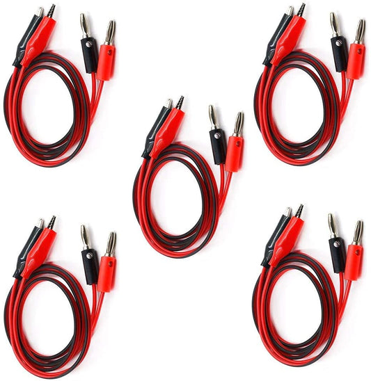 GDQLCNXB 5 Pairs Power Supply Double Alligator Clip to Banana Connector Audio Video Test Cable 1M Length