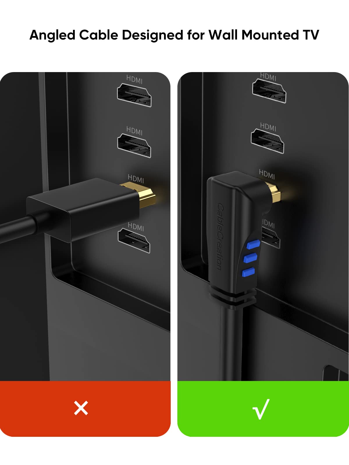 CableCreation 4K HDMI Cable Right Angle 270 Degree Upward - Supports 4K@60HZ Ultra HD for Gaming, Streaming, Movies, Male to Male, 6ft Black