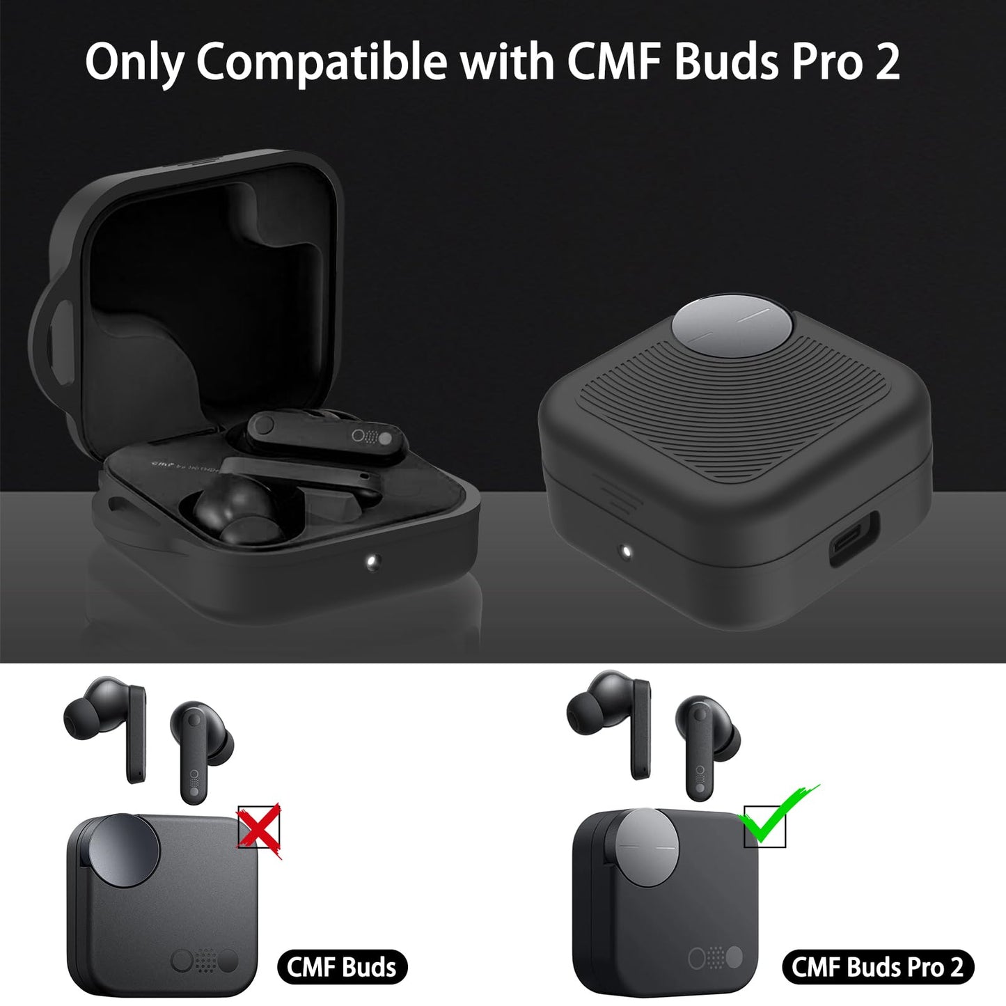 POZCIS for CMF Buds 2 Plus/CMF Buds 2 / CMF Buds Pro 2 Case Cover, Soft Silicone Protective Earbuds Case, Headphones Case with Carabiner Accessories