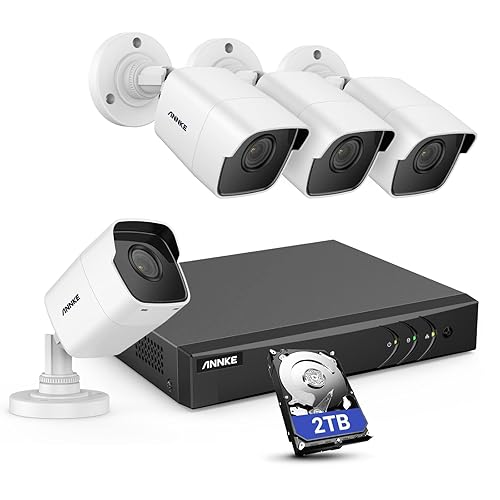 ANNKE 5MP Home Security Camera System, 8 Channel CCTV H.265+ DVR Recorder with 2TB Hard Drive, 4 x 5MP (2560TVL) IP67 Waterproof Outdoor Bullet