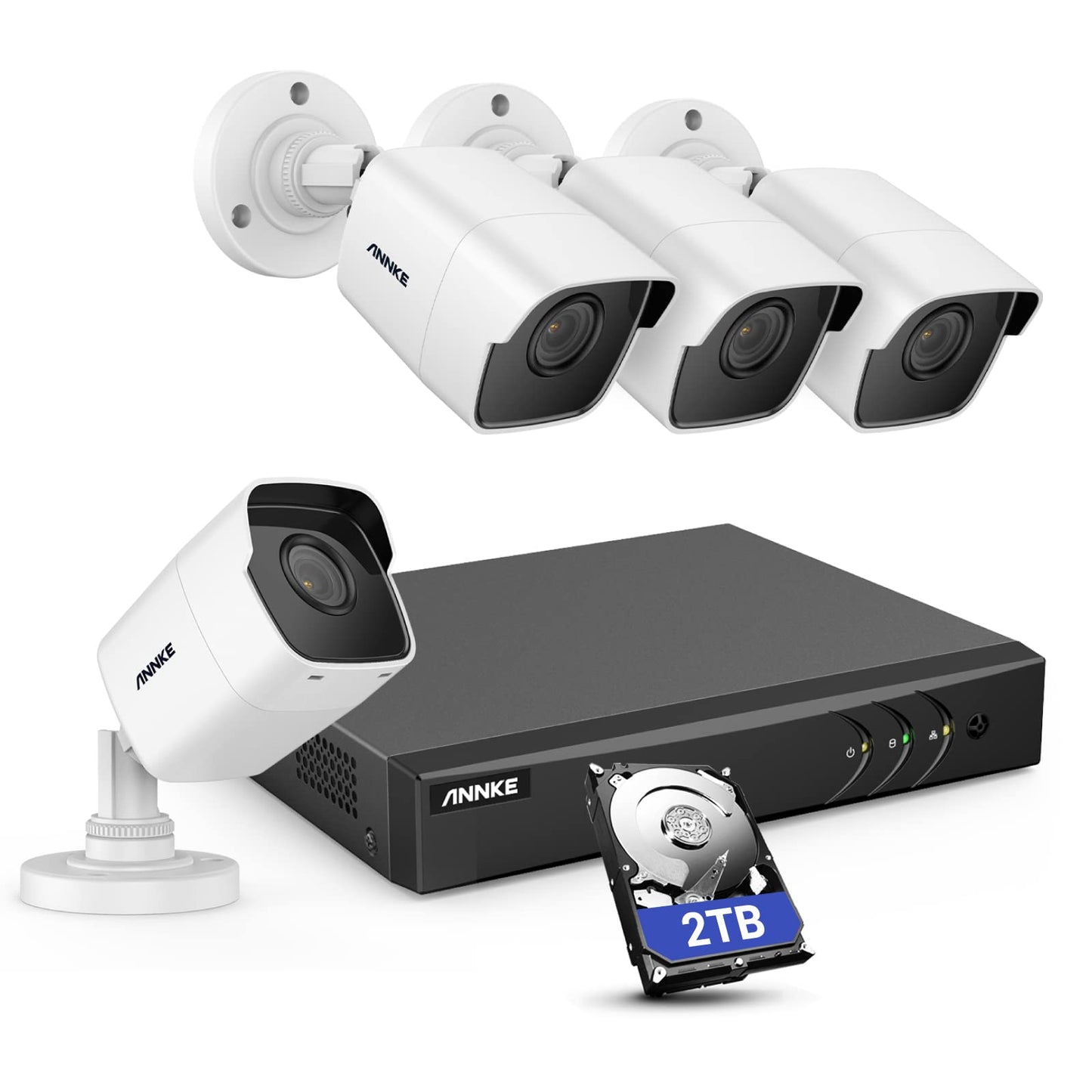 ANNKE 5MP Home Security Camera System, 8 Channel CCTV H.265+ DVR Recorder with 2TB Hard Drive, 4 x 5MP (2560TVL) IP67 Waterproof Outdoor Bullet
