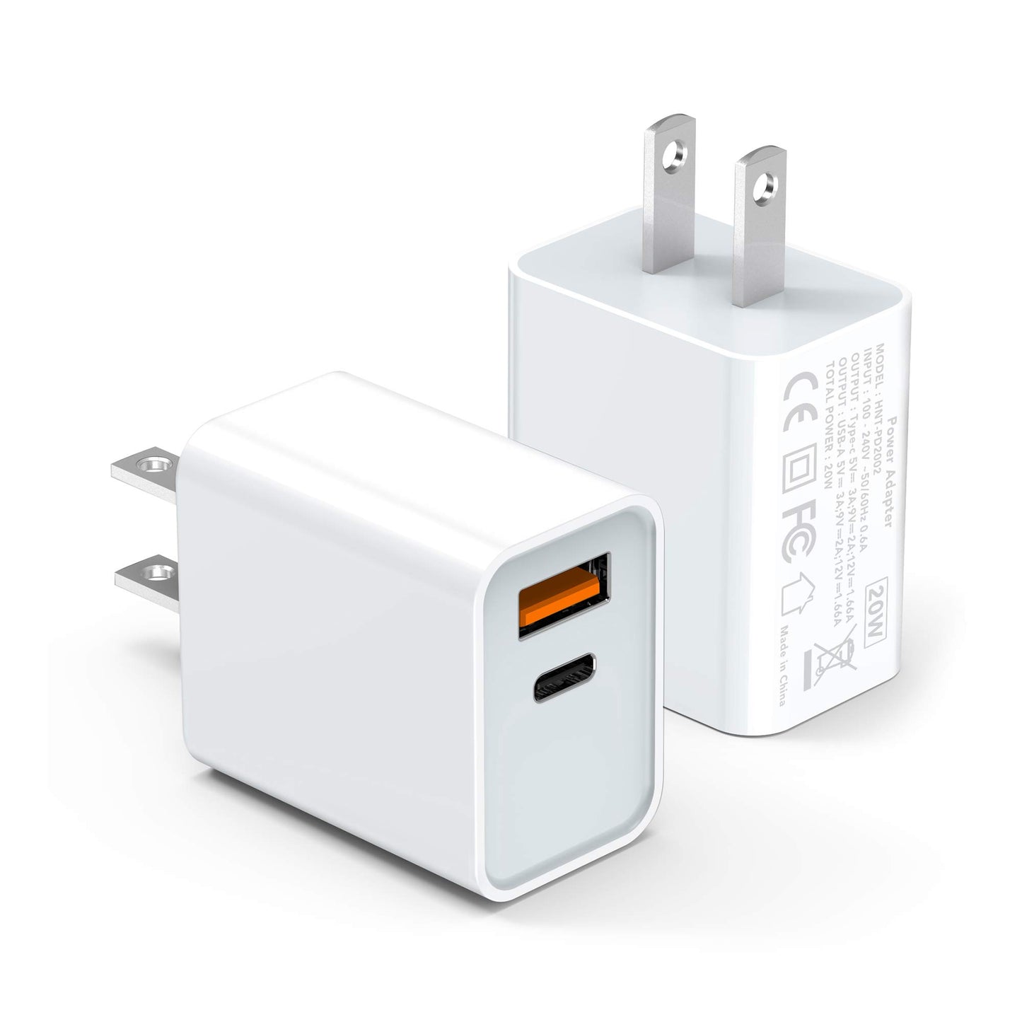 [2 Pack] LCGENS USB C Wall Charger Block 20W, Dual Port PD Power Delivery Fast Type C Charging Block Plug Compatible with iPhone 11/12/13/14/15/16/17