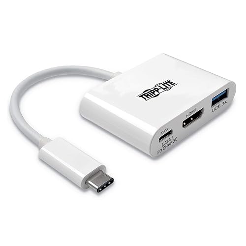 Tripp Lite USB-C Multiport Video Adapter Converter, 4K @ 30Hz HDMI, USB-A 3.2 Gen 1 Hub, 60W USB-C PD Charging, Thunderbolt 3 Compatible, 3-Year