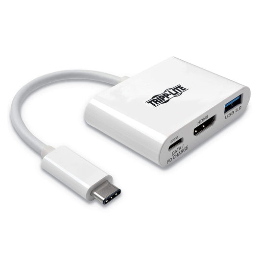 Tripp Lite USB-C Multiport Video Adapter Converter, 4K @ 30Hz HDMI, USB-A 3.2 Gen 1 Hub, 60W USB-C PD Charging, Thunderbolt 3 Compatible, 3-Year