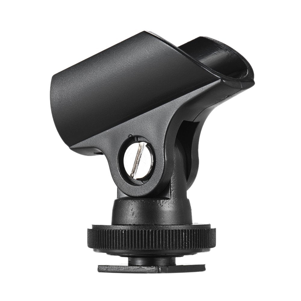 Andoer 19mm Microphone Mic Clip Holder with Hot Shoe & 1/4" Screw Hole for Mic Stand and DSLR Camera