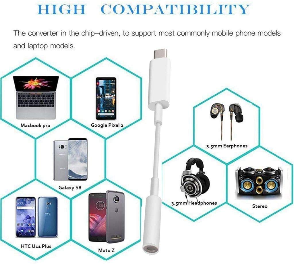2 Pack USB C to 3.5mm Headphone Jack Adapter Type C Port Audio Aux Cable Dongle Compatible with iPhone 17/16/15/15 Plus/15 Pro/15 Pro Max/iPad/Pixel
