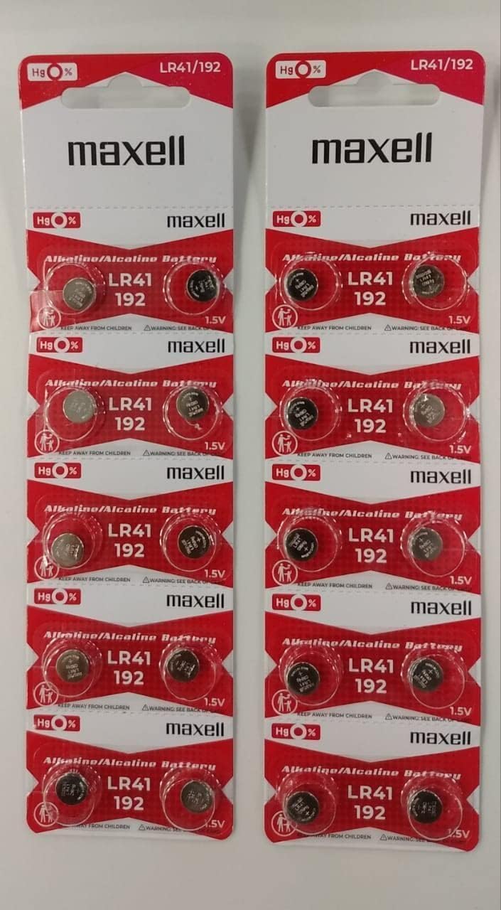 10 x Maxell LR41 AG3 192 Alkaline 1.5V Batteries