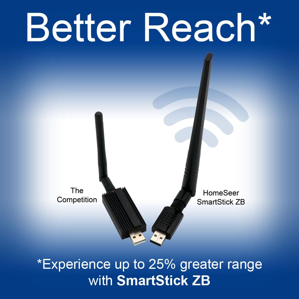 HomeSeer Zigbee 3.0 USB Interface/Coordinator/Dongle (SmartStick ZB), SiLabs ERG32MG21 Chip Technology, Compatible with HomeSeer, Home Assistant