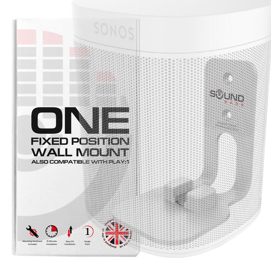 Sound Bass ONE, ONE Gen 2, ONE SL & Play:1 Wall Mount Bracket, White, Compatible with Sonos ONE, ONE Gen 2, ONE SL & PLAY1 Speaker, Fixed Position