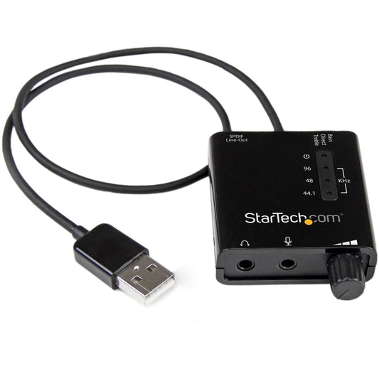 StarTech.com USB Sound Card w/ SPDIF Digital Audio & Stereo Mic - External Sound Card for Laptop or PC - SPDIF Output (ICUSBAUDIO2D),Black 0.6" x 1.8"