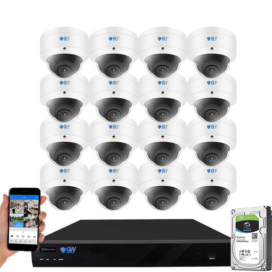 GW Security 16 Channel 6K NVR 8MP Smart AI Intelligence Security Camera System with 16 UHD 4K 2160P Microphone Waterproof PoE IP 130° Wide Angle