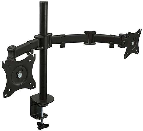 Mount-It! Dual Monitor Mount | Double Monitor Desk Stand Arm | Two Articulating Arms Fit 2 Screens 17 19 20 21 22 24 27 Inch Computer | VESA 75 100