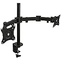 Mount-It! Dual Monitor Mount | Double Monitor Desk Stand Arm | Two Articulating Arms Fit 2 Screens 17 19 20 21 22 24 27 Inch Computer | VESA 75 100