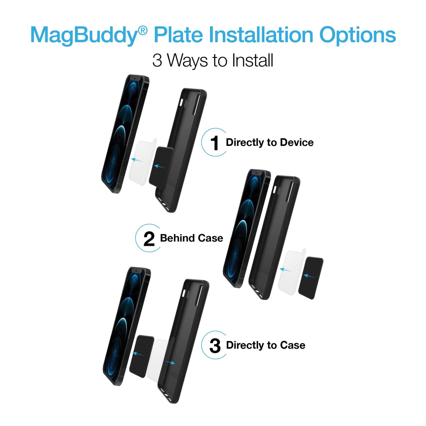Naztech MagBuddy 2 Pack Phone Magnet Metal Plates - Ultra-Thin Magnetic Plate with Strong Adhesive Backing, Compatible with Magnetic Mounts for iPhone