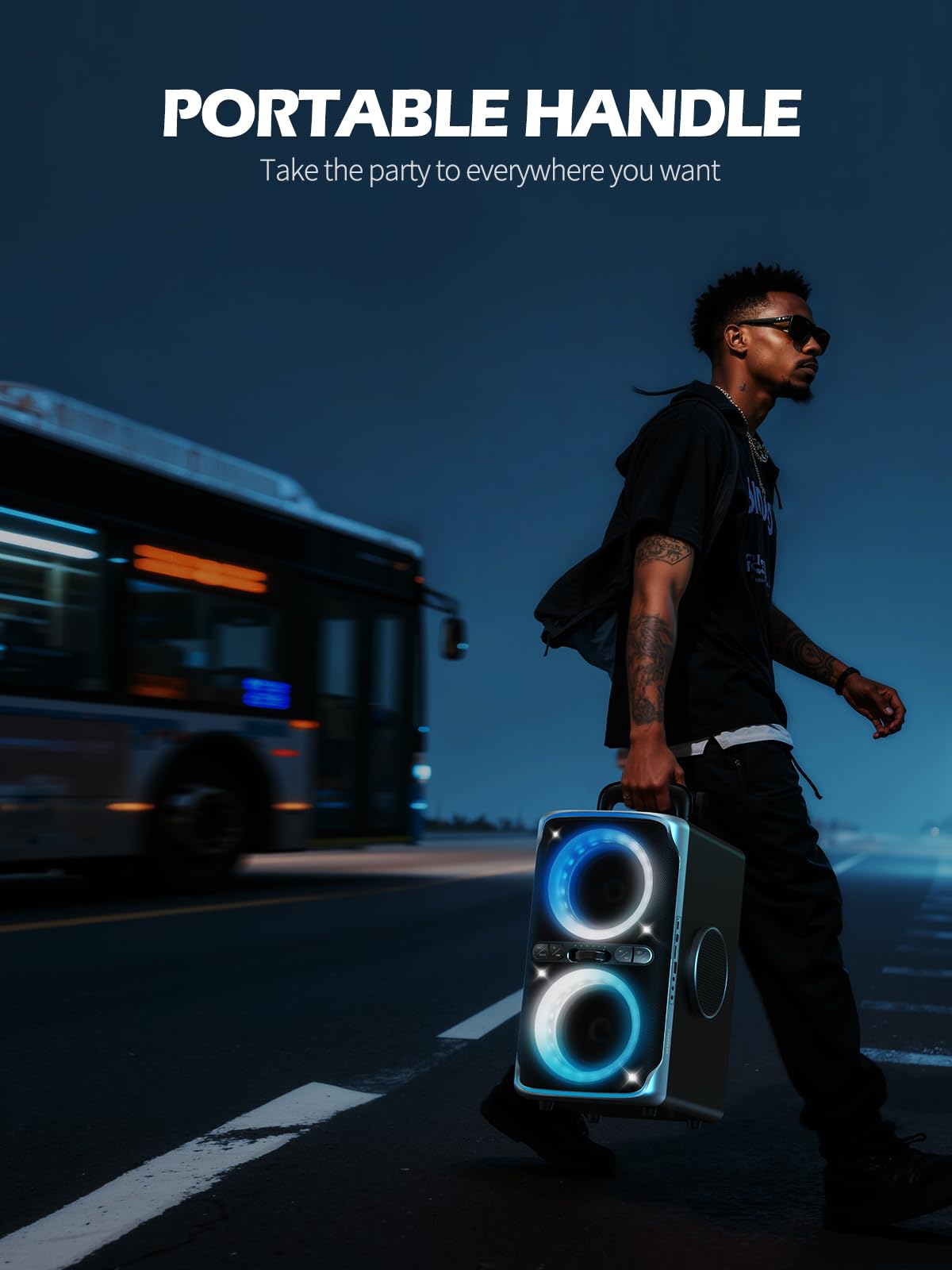FREEPEAR Party Bluetooth Speaker - 240W Peak Loud Speaker, Dazzling Light Show, Deep Bass, IPX4 Waterproof, 15H Battery, TWS Pairing, BT 5.3 Wireless