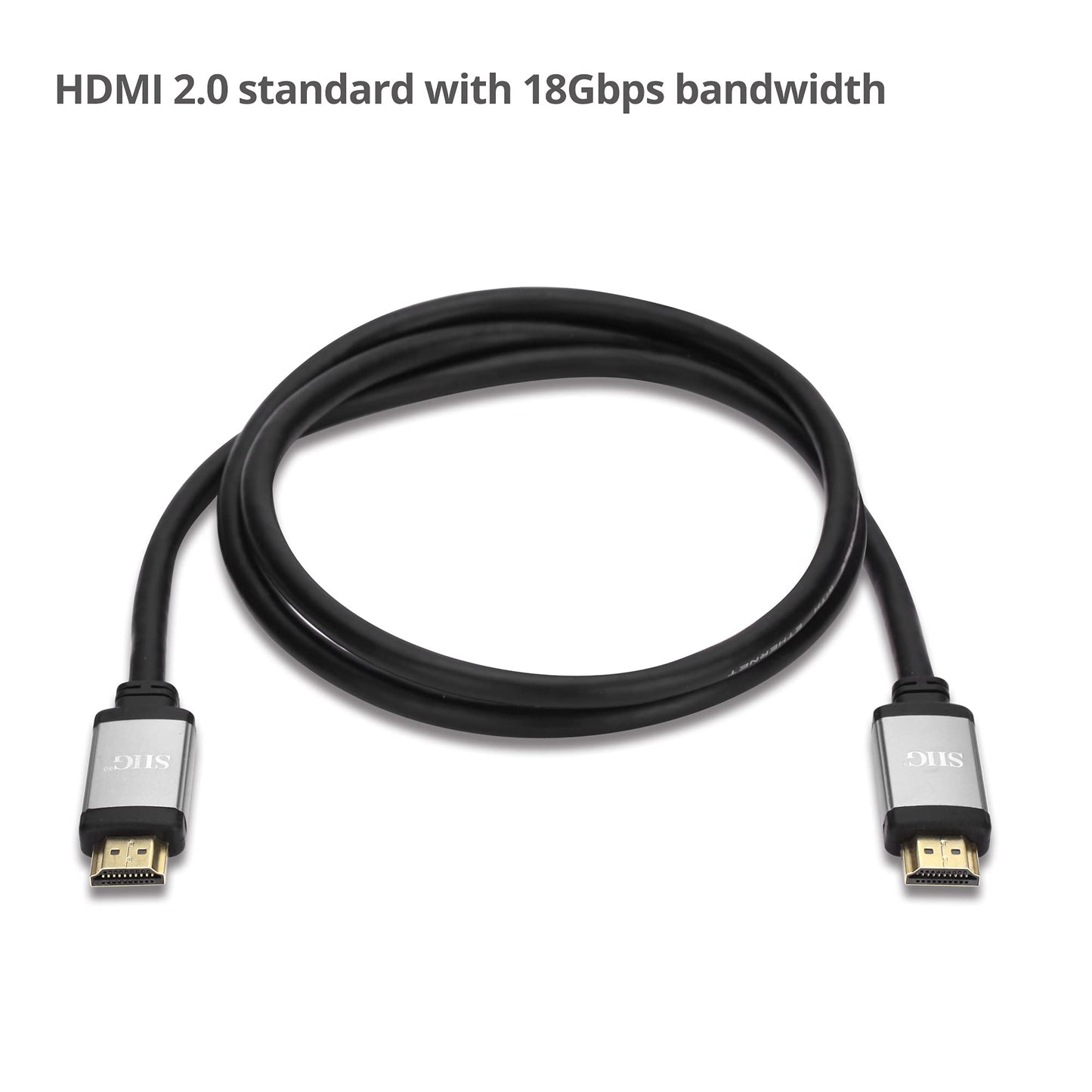 SIIG 4K High Speed HDMI Cable - 4ft, HDMI 2.0 Cable, Supports high Resolution up to 4K@60Hz, HDCP 2.2,HDR (CB-H20S11-S1)