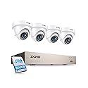 ZOSI Security Camera System 8CH 1080N/720P 4-IN-1 HD-TVI DVR Recorder with (4) 1.0MP 1280TVL Weatherproof Indoor/Outdoor Surveillance Dome Cameras