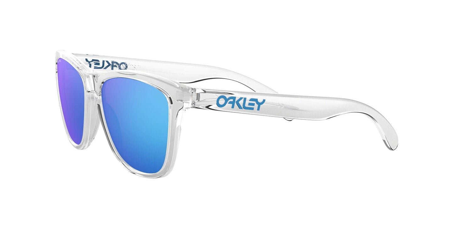 Oakley Unisex OO9013 Frogskins Square Sunglasses, Crystal Clear/Prizm Sapphire, 55 mm