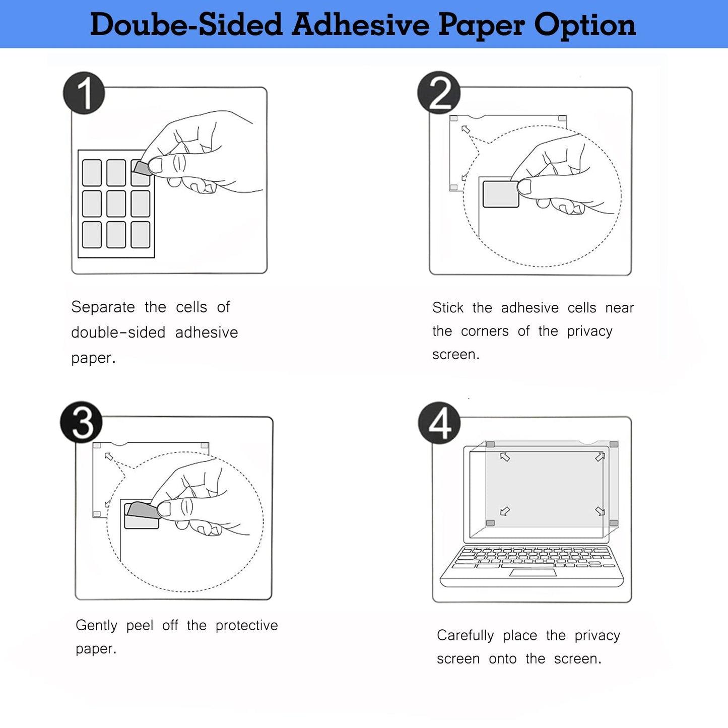Privacy Screen Filter Adhesive Strips,Slide Mount Tabs and Double-Sided Tape for Computer Monitors and Laptops - Replacement Kits