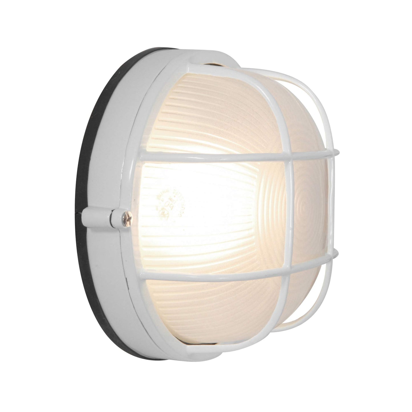 Nauticus - Round 7"dia Wet Location Bulkhead - White Finish - Frosted Glass Shade