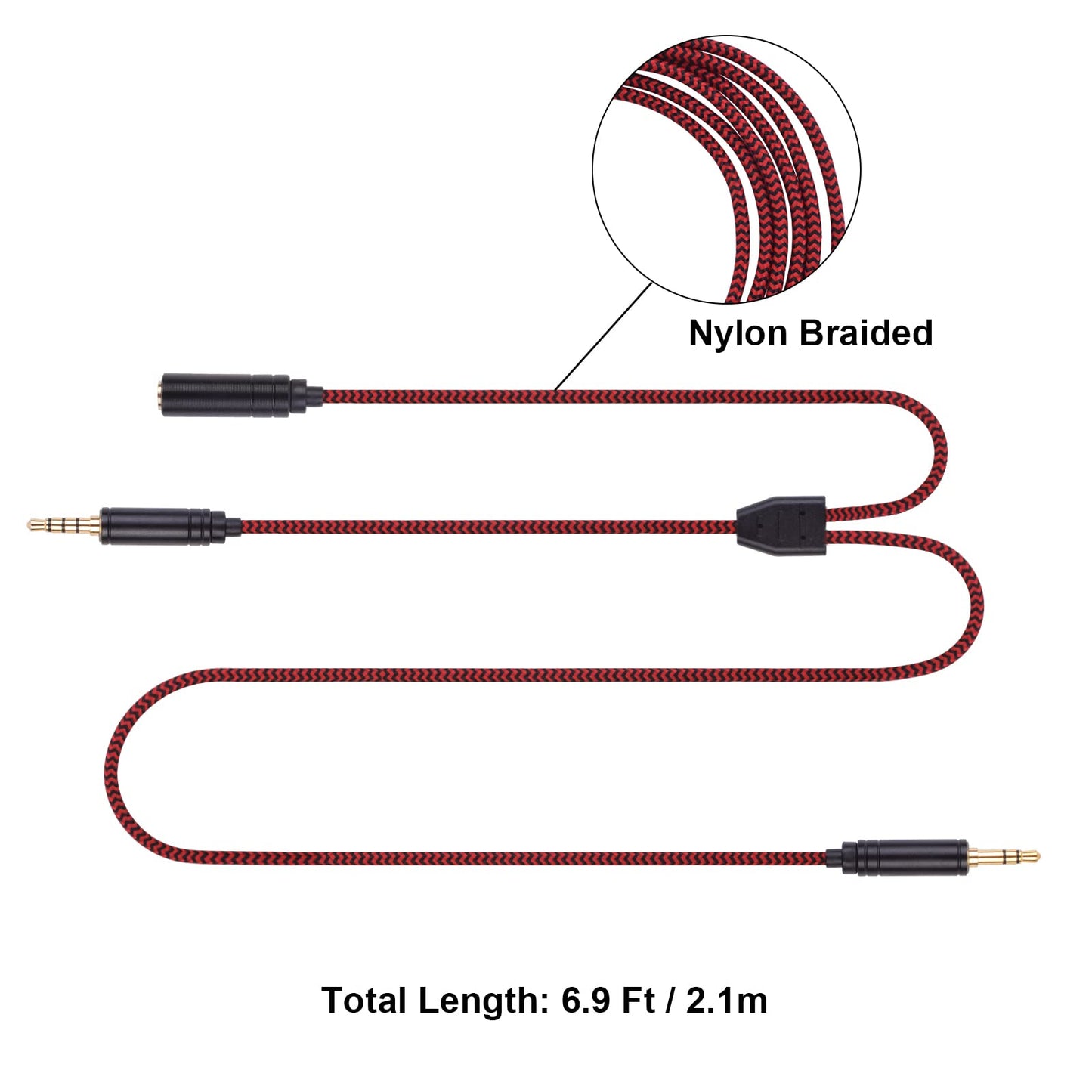 Sqrgreat 6.9ft Red HD60 S Chat Link Audio Cable for Elgato HD60 Series, PS5/PS4/Xbox One/X/S & PC, 1 Count