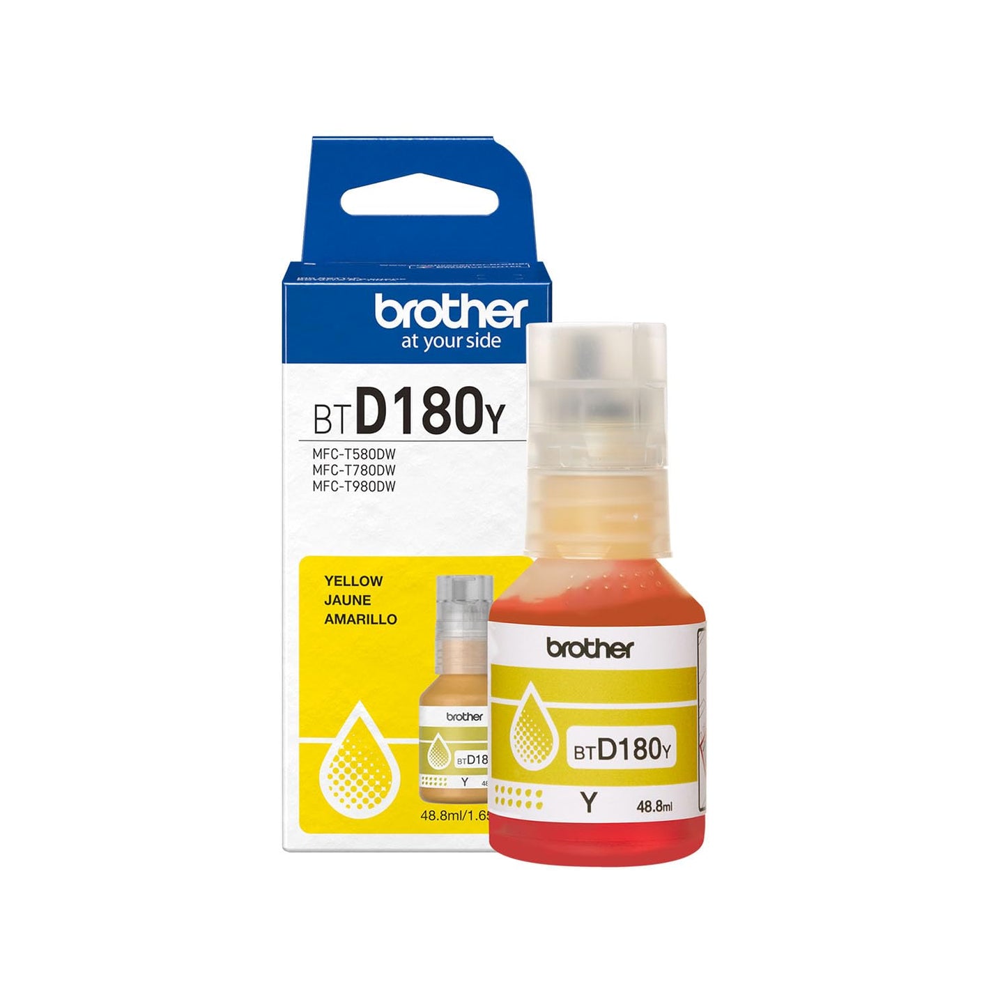 Brother Genuine BTD180Y High Yield Yellow Ink Bottle (for use with INKvestment Tank 580, 780, and 980 Printers)