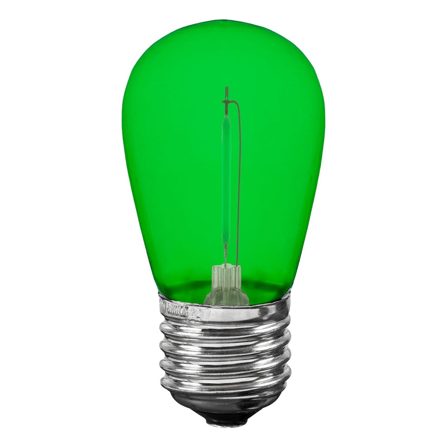 Novelty Lights Outdoor String Light Replacement Bulbs, 5 Pack S14 LED Edison Shatterproof Plastic, E26 Base, 30,000-Hour Lifespan, Green