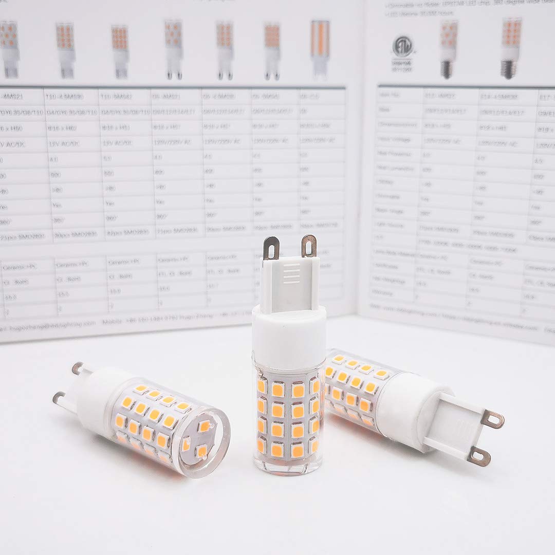 DA DANG JIA G9 LED Bulb Dimmable 5W, G9 Equivalent 40W, 50W, 60W Halogen, 500LM 2700K Warm White, 120V No-Flicker, Chandelier Lighting 6-Pack