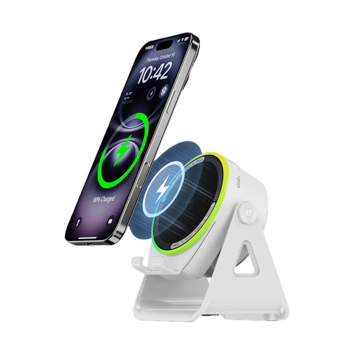 Trailtail Wireless Induction Speaker,Upgraded Wireless Charging,no Need Bluetooth Phone Holder?RGB LED Light,360° Rotation,Dog Paw Cable Protector,HD
