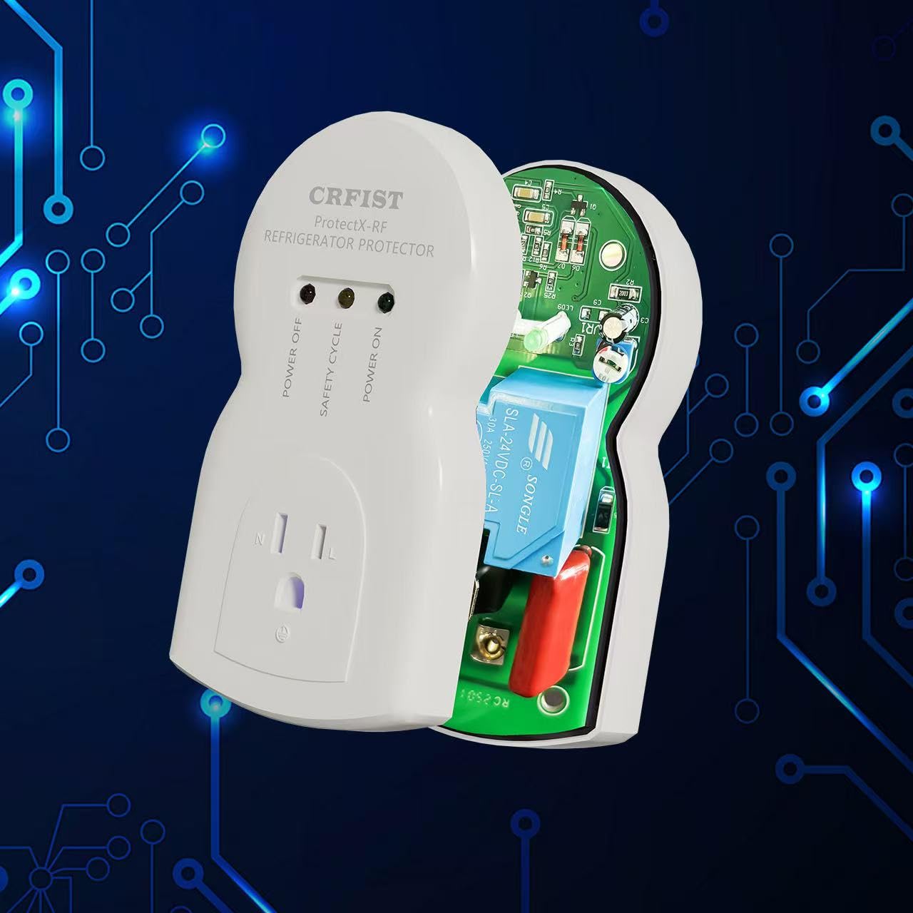 CRFIST Refrigerator-Specific Surge Protector - a Dedicated Single-Outlet Protector Designed for Household appliances, Featuring 1800W/15A Overload