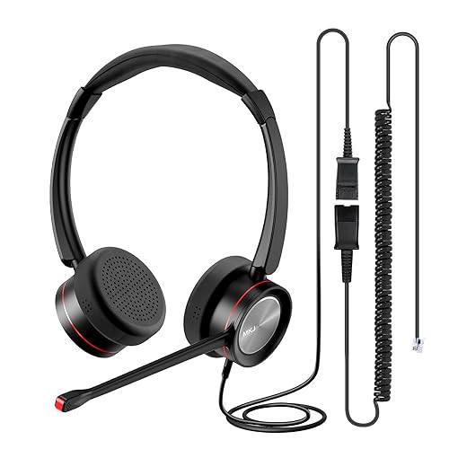 MKJ Telephone Headset with Microphone Noise Canceling, Dual Ear Call Center Headphone Compatible with Cisco Phone 7821 7841 7941G 7942G 7945G 7960G