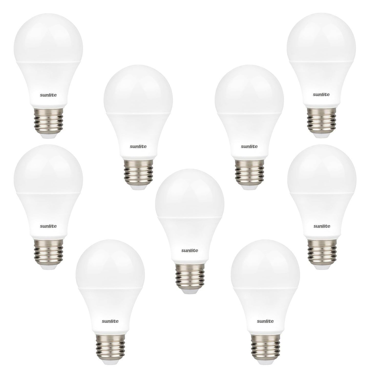 Sunlite A19 Standard 9 Watt LED Light Bulbs, (60 Watt Equivalent), 800 Lumens, Medium Base (E26), Non-Dimmable, Frost, ETL Listed, 5000K Daylight, 9
