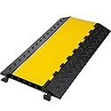 Happybuy 5 Channel Cable Protectors Extreme Rubber Cable Ramps Heavy Duty Protective Cable Wire Cord Ramp Driveway Rubber Traffic Speed Bumps Cable