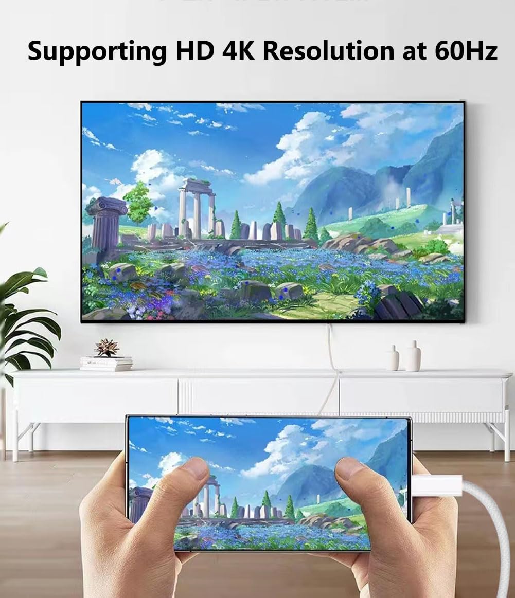 sartyee 4K@60Hz USB C to HDMI Cable 6FT, 1080P High-Speed Type C to HDTV Adapter, Compatible with Thunderbolt 4/3, iPhone 15/ Pro, Pad, MacBook/Pro