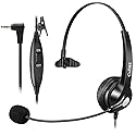 Callez 2.5mm Telephone Headset with Noise Cancelling Mic & Mute Switch Office Phone Headset Compatible with Panasonic VTech AT&T ML17929 Cisco SPA