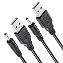 TENINYU USB 2.0 A Male to DC 3.5x1.35 mm 5 Volt 24AWG DC Barrel Jack Power Cable 3FT, Black (Max 2.5 Ampere Power Cable, Center PIN Positive), 2Pack