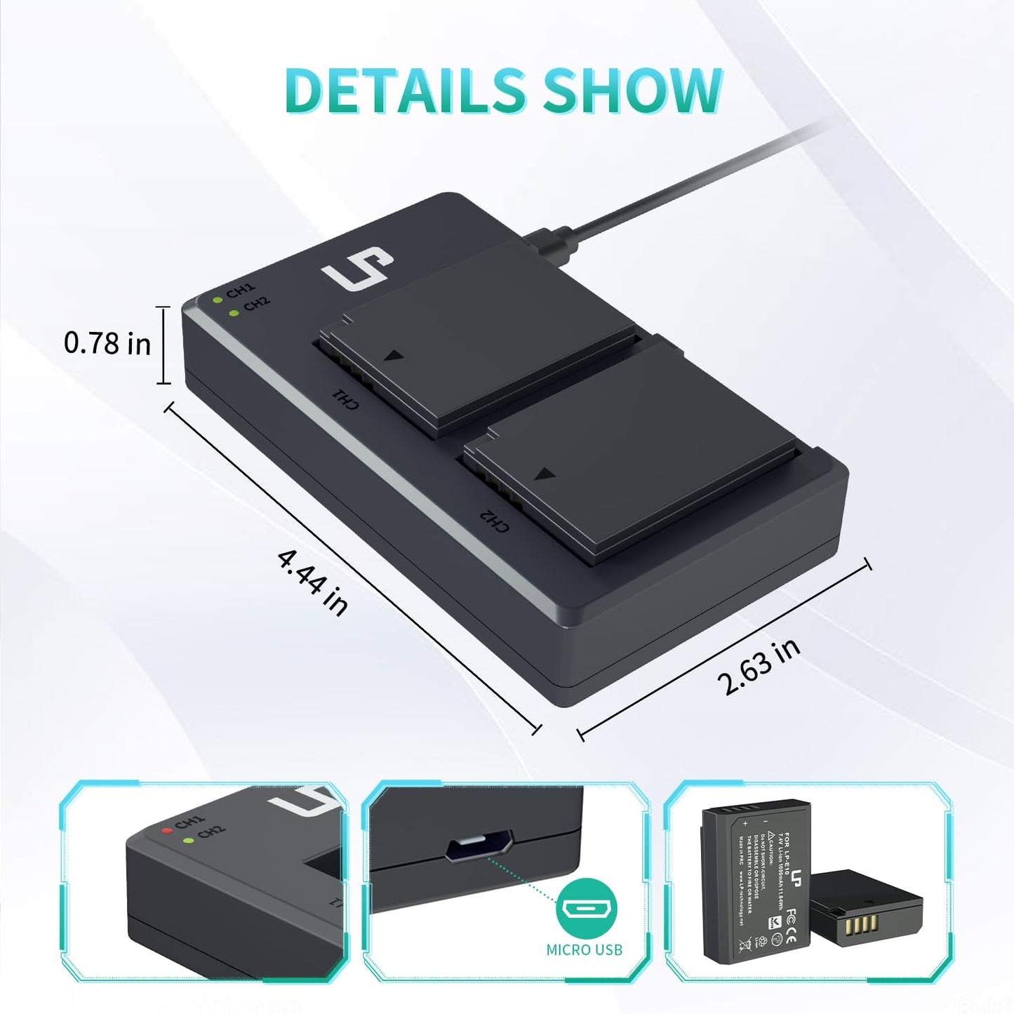 LP LP-E10 Battery Charger Pack, 1600mAh 2-Pack Battery & Dual Slot Charger, Compatible with Canon EOS Rebel T7, T6, T5, T3, T100, 4000D, 3000D, 2000D