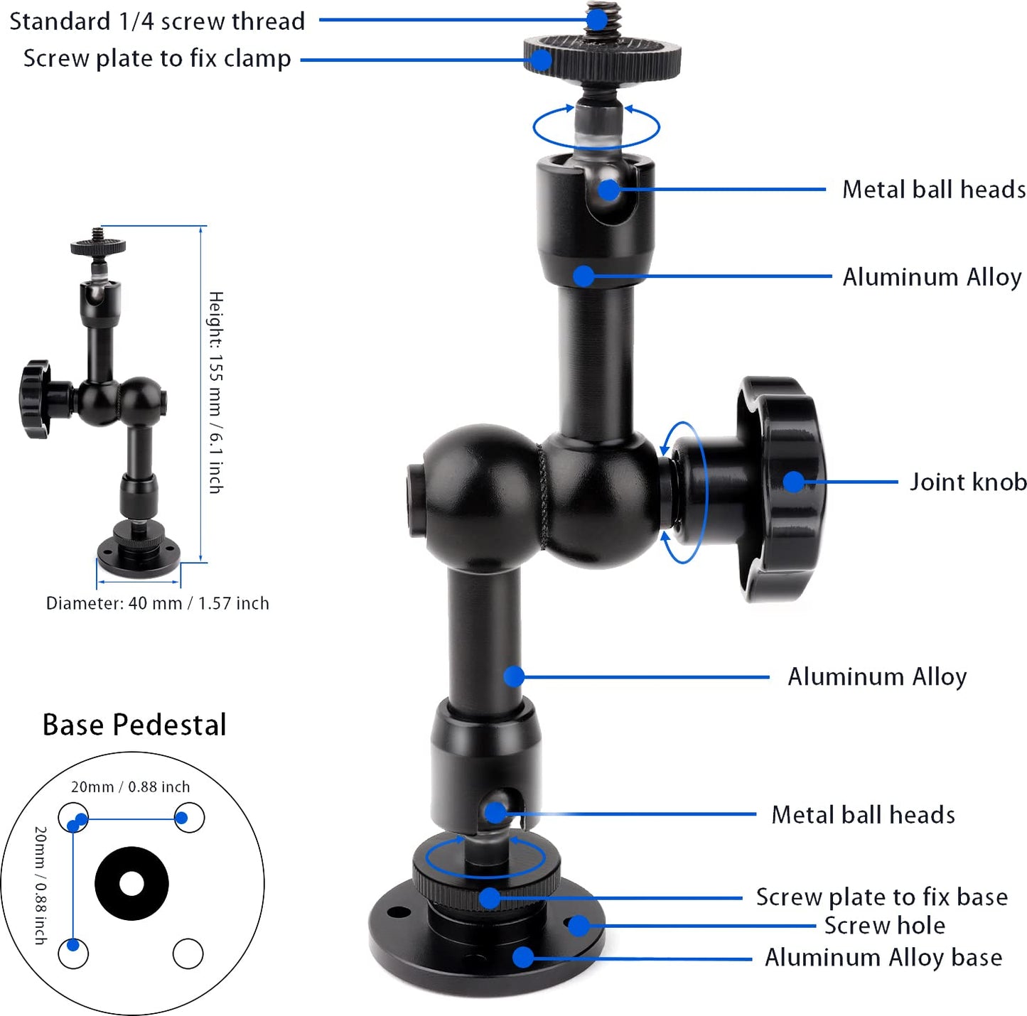 Mippko Drill Base Truck Phone Stand for 3.5~7.5 inches iPhone/HTC/LG/Nexus/Huawei/Smart Phones, Fit for Truck, Car,Van, Vehicles, 360°Adjustable