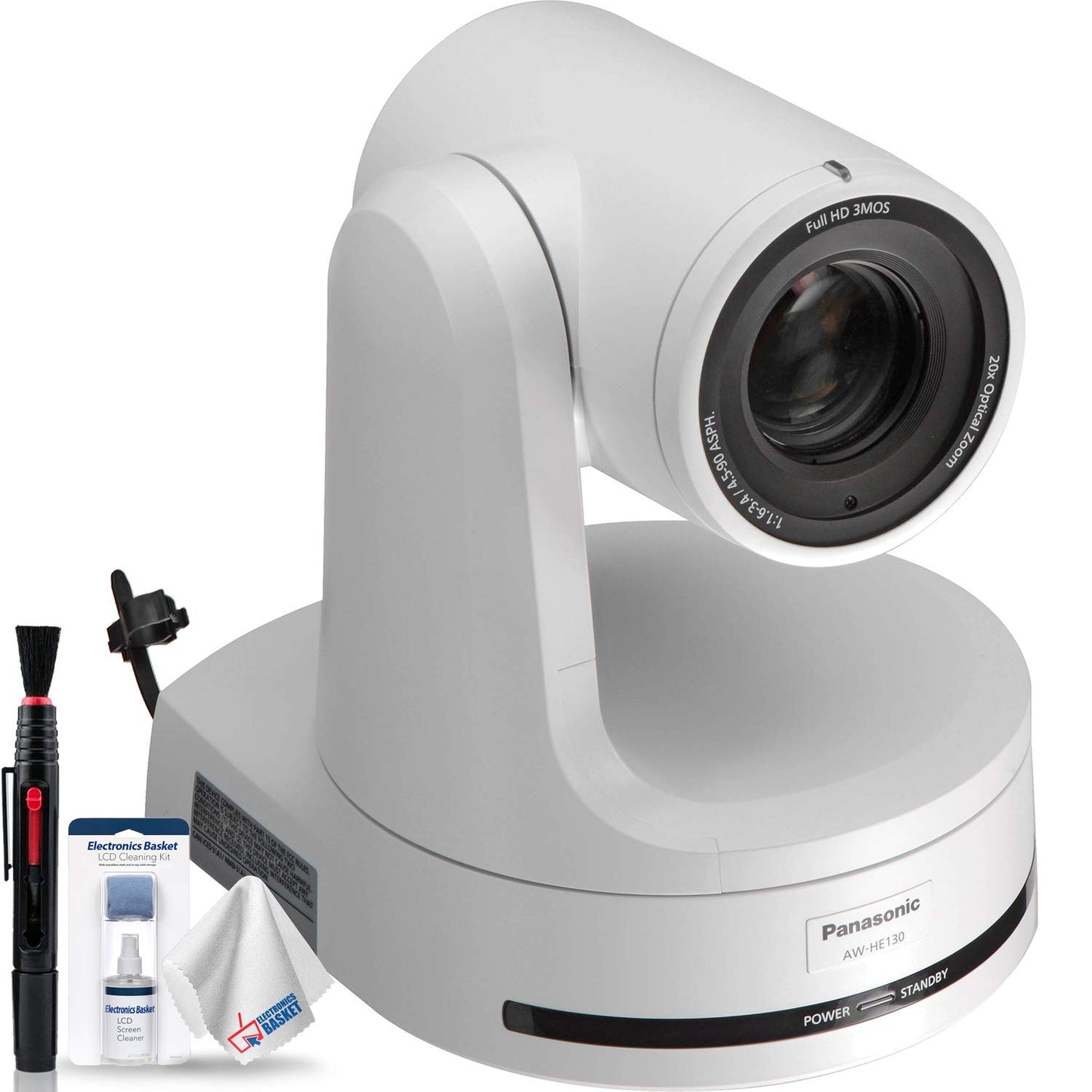 Panasonic AW-HE130 HD Integrated PTZ Camera (White) + Lens Cleaning Set - Base Bundle