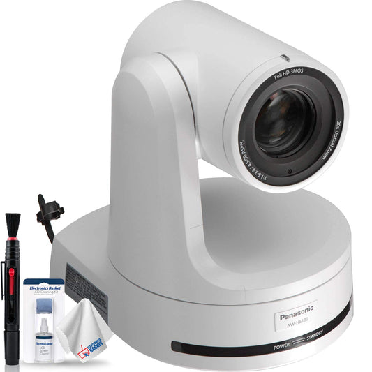 Panasonic AW-HE130 HD Integrated PTZ Camera (White) + Lens Cleaning Set - Base Bundle