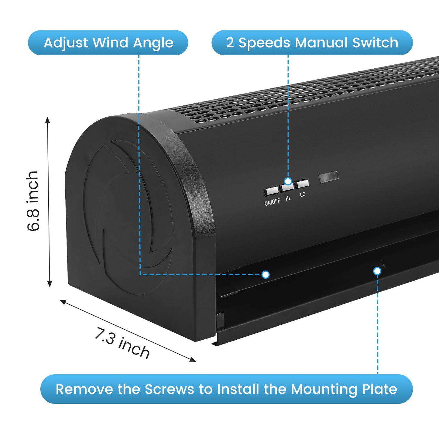 Fanspex 36" Wall Mounted Air Curtain for Home Garage Shop Restaurant, Black