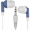 LowCostEarbuds.com LowCostEarbuds Bulk Pack of 25 Light Blue/White Earbuds/Headphones - Individually Wrapped, CD-LIGHTBLUE25-WRAP-FBA