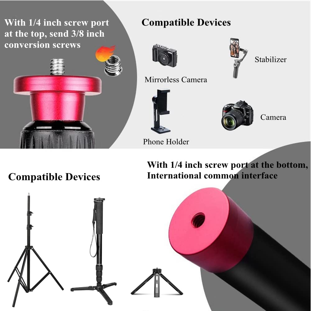 LR-252 Monopod 2 Sections Extendable 26.5-44cm Aluminum Alloy Adjustable Desktop Tripod Extension Rod with 1/4" &3/8" Screw Interface Suitable