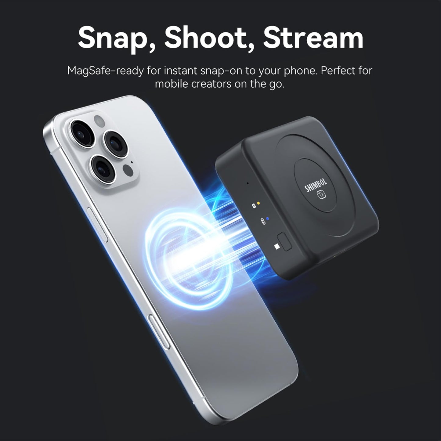 SHIMBOL TP Nano Wireless Video Transmission System Transmitter&Receiver for Phones and Cameras, 2000mAh Built-in Battery FHD Video 150m with 60ms