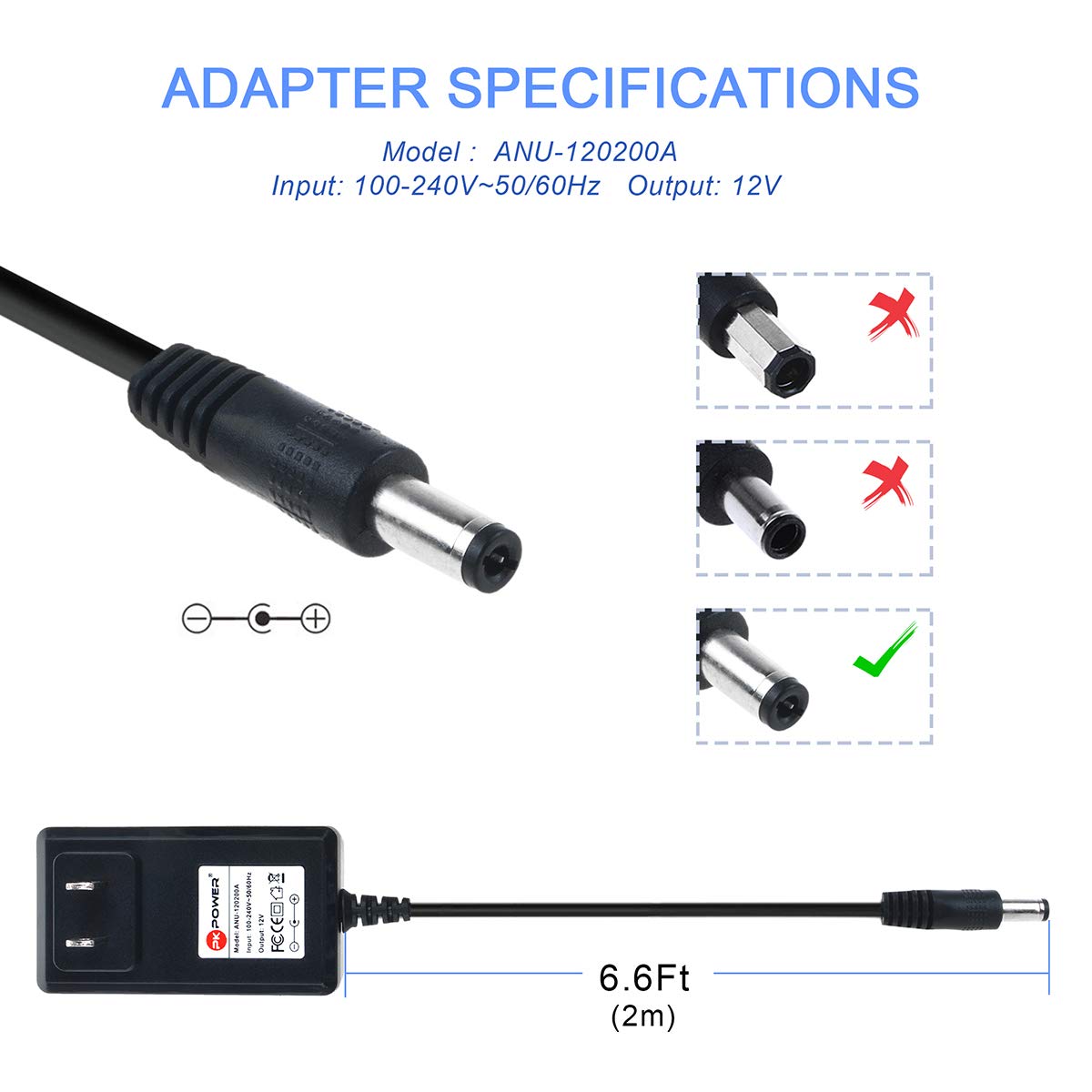 PKPOWER 12V 2A AC DC Adapter Power Supply for G-Boom Series (I, II, III, IV, V, VI, 7, 8, 9) G-650 G650 2M Cable, Compact & Reliable
