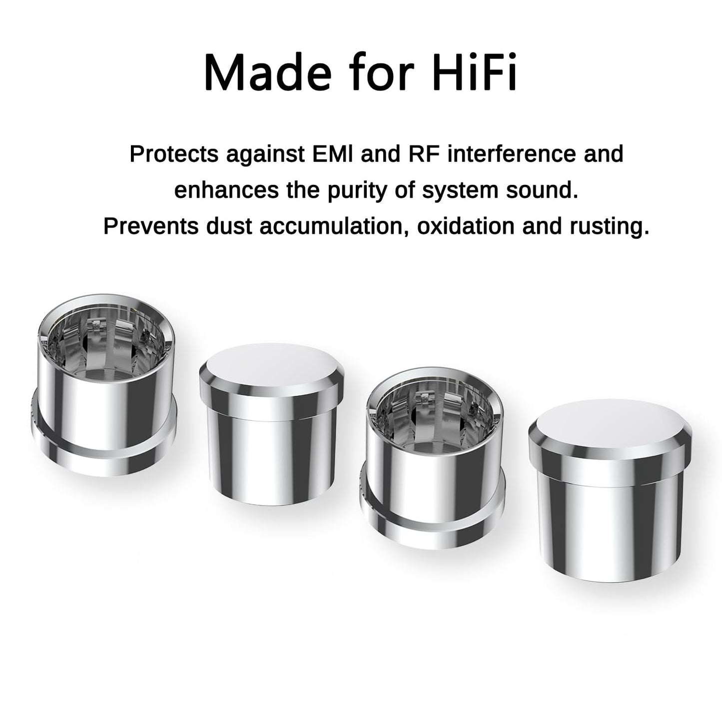 4X RCA Caps Rhodium-Plated RCA Female Protective Caps Noise Stopper HiFi Dust Caps Covers for Chassis Sockets Plug Jacks to Prevent Dirt