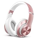 Tuitager 9S Over Ear Bluetooth Headphones, 60 Hours Playtime, Hi-Fi Stereo, Deep Bass, Microphone, Foldable, Rose Gold